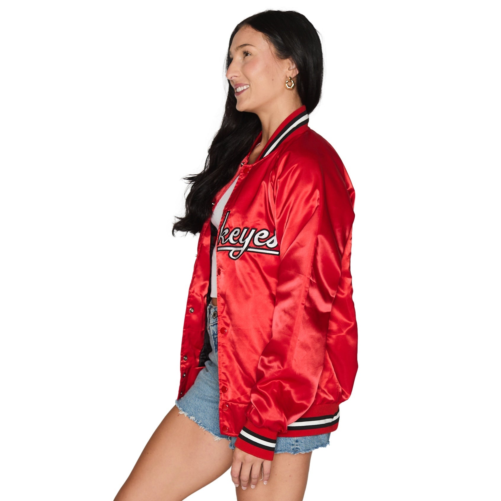 Ohio State OSU Buckeyes Satin Letterman Bomber Jacket 4