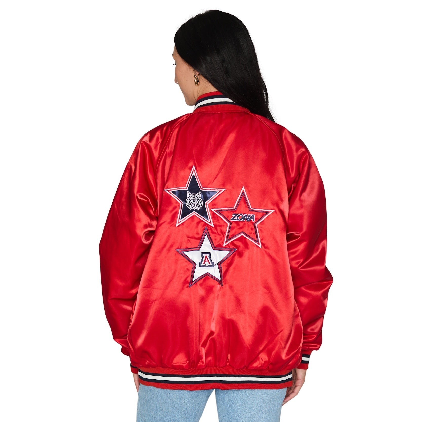 University of Arizona Satin Letterman Bomber Jacket | lojobands 5