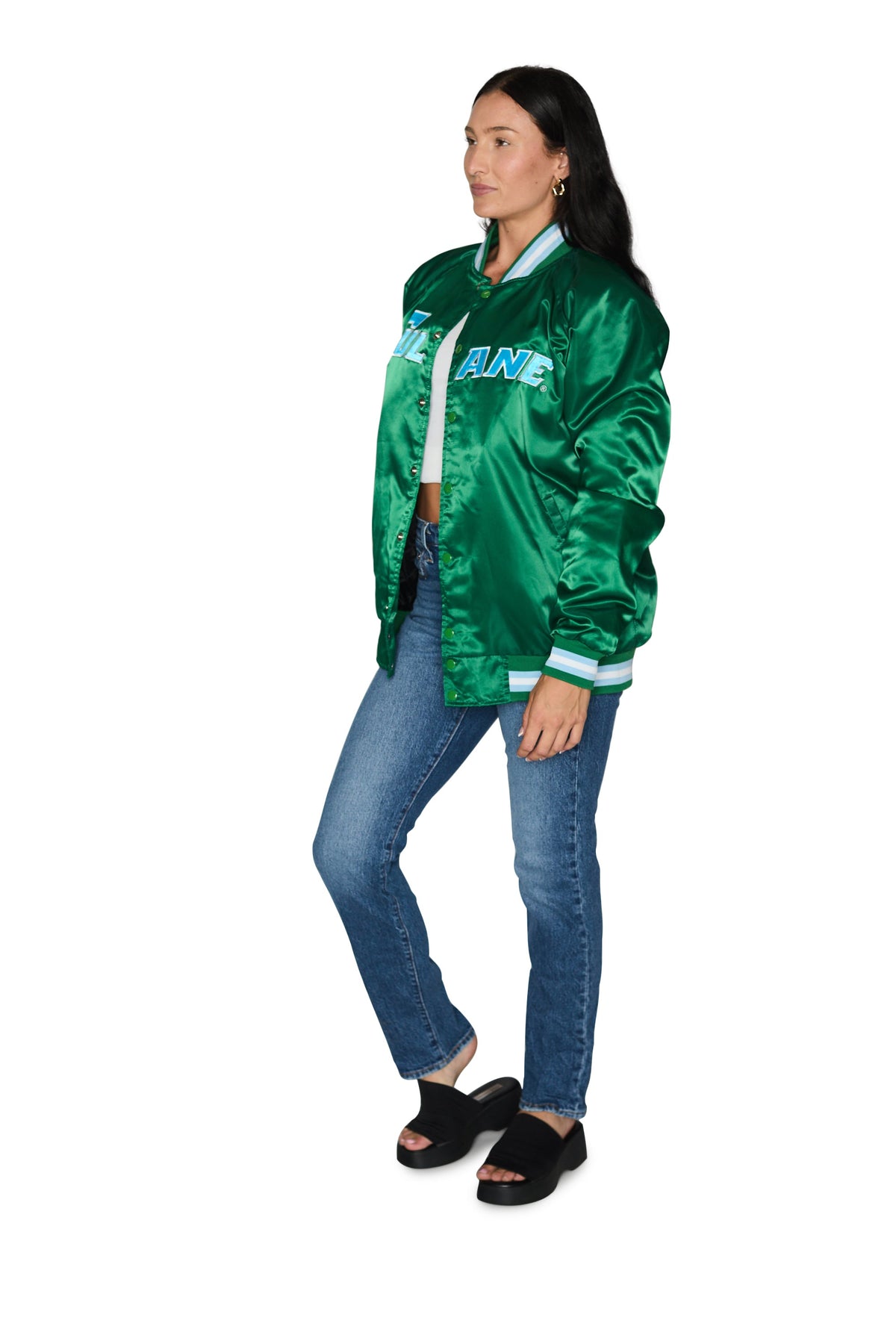 Tulane Satin Letterman Bomber Jacket | lojobands 5
