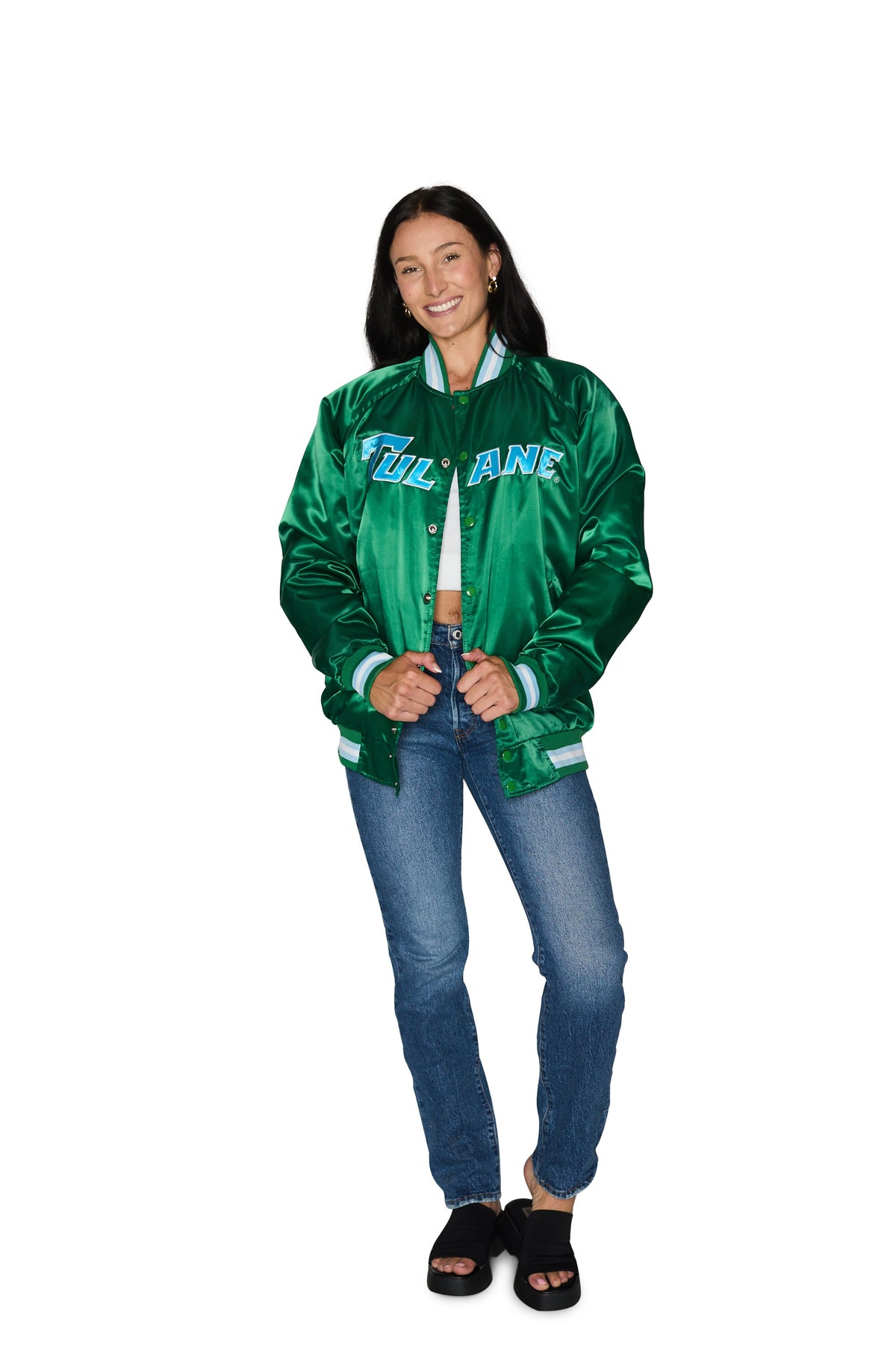 Tulane Satin Letterman Bomber Jacket | lojobands 4