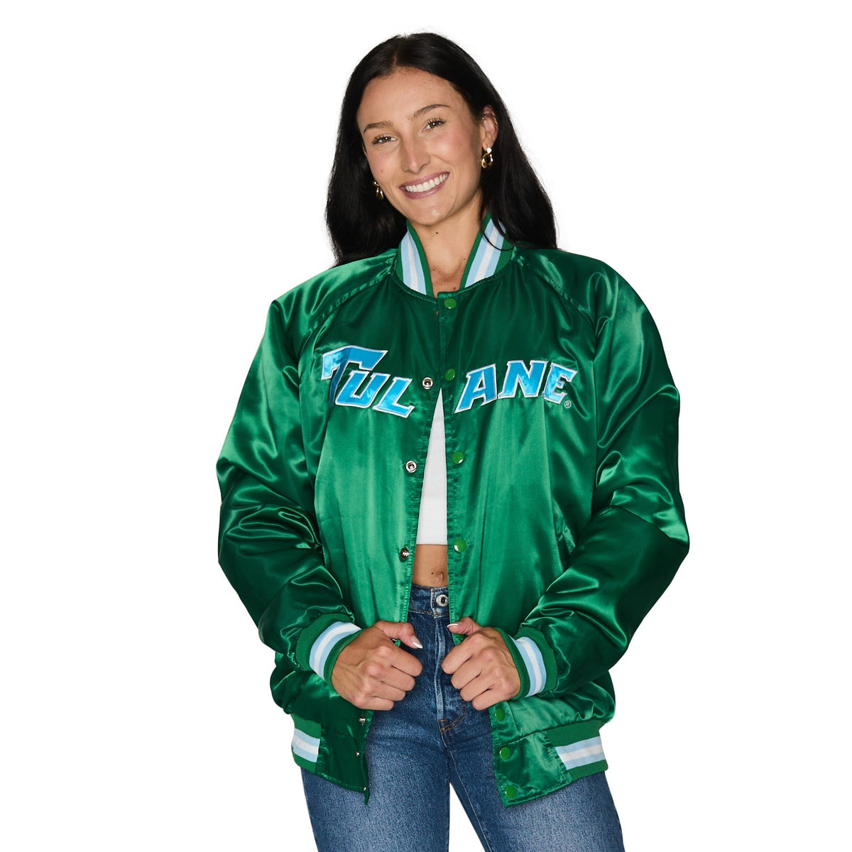 Tulane Satin Letterman Bomber Jacket | lojobands