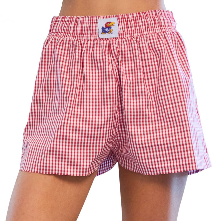 Kansas Jayhawks Gingham Shorts | lojobands 1