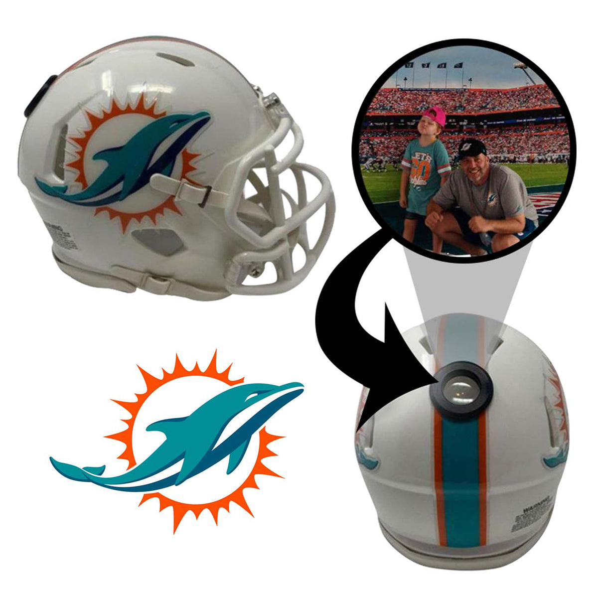 Miami Dolphins NFL Mini Helmet - Picture Inside 1