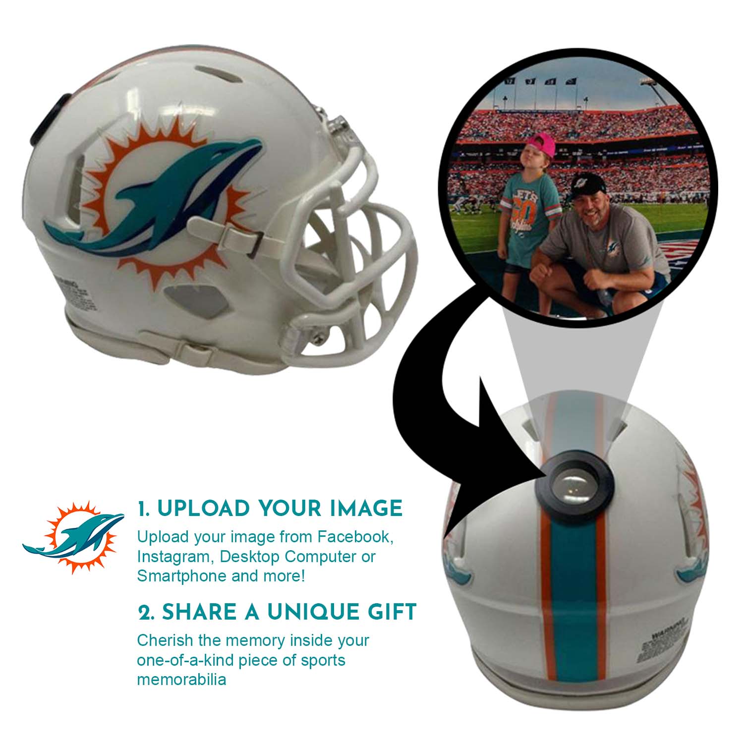 Miami Dolphins NFL Mini Helmet - Picture Inside 2
