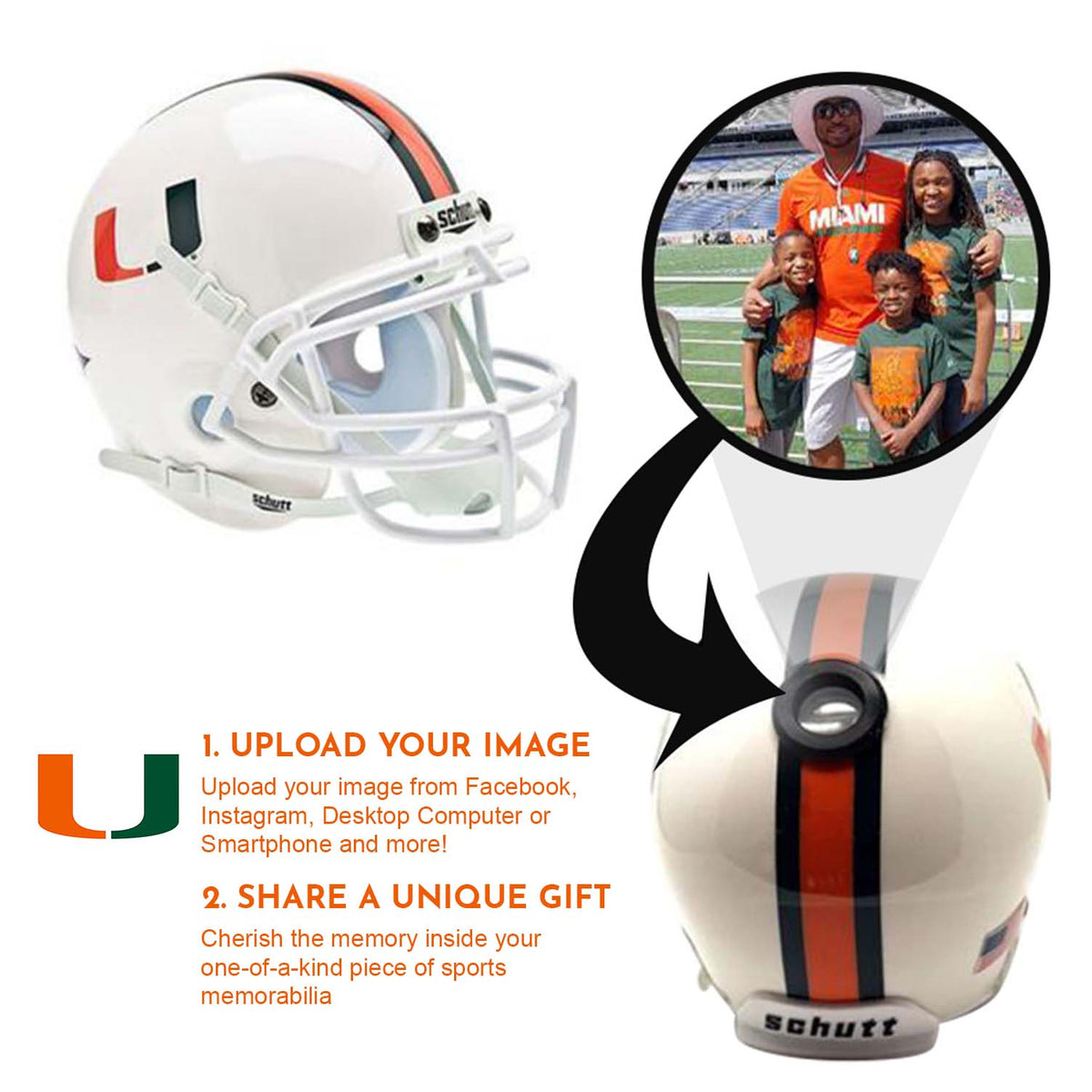 Miami Hurricanes College Football Collectible Mini Helmet - Picture Inside 2