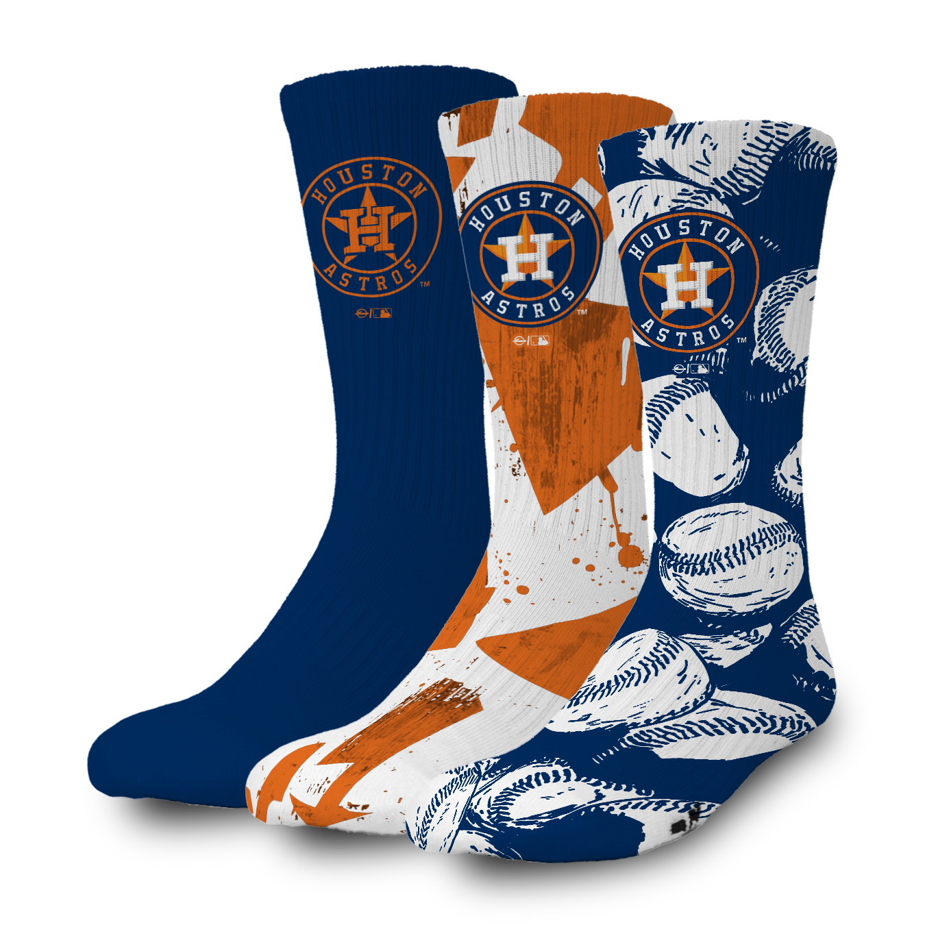 Houston Astros Primary 3 Pack Lifestyle Sock 1