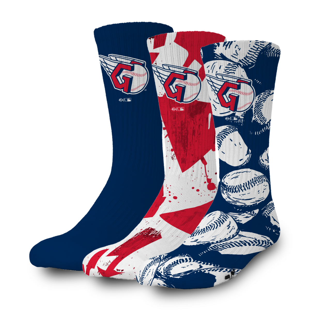 Cleveland Guardians Primary 3 Pack Lifestyle Sock 1