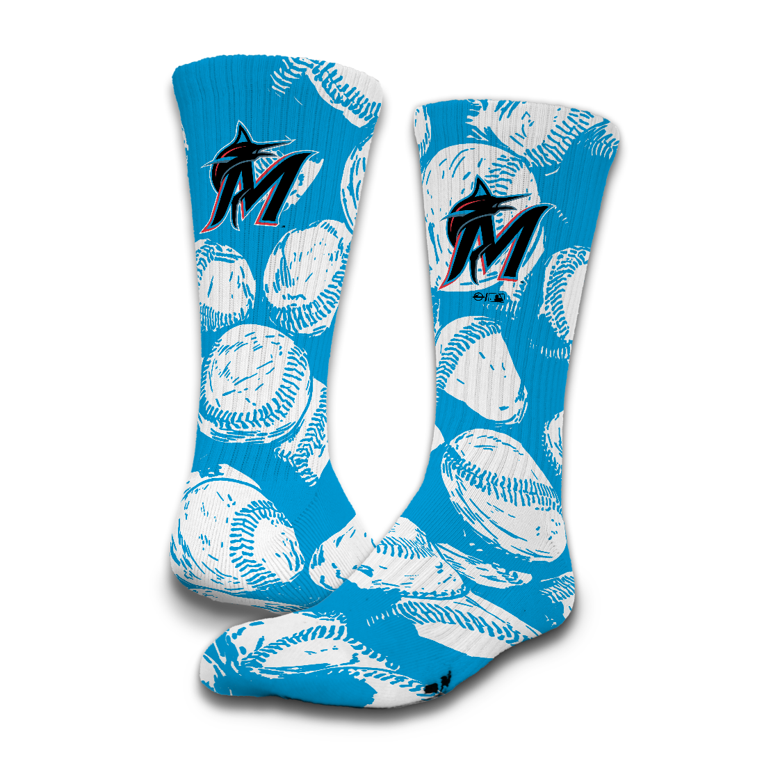 Miami Marlins Baseball Pattern Socks 1