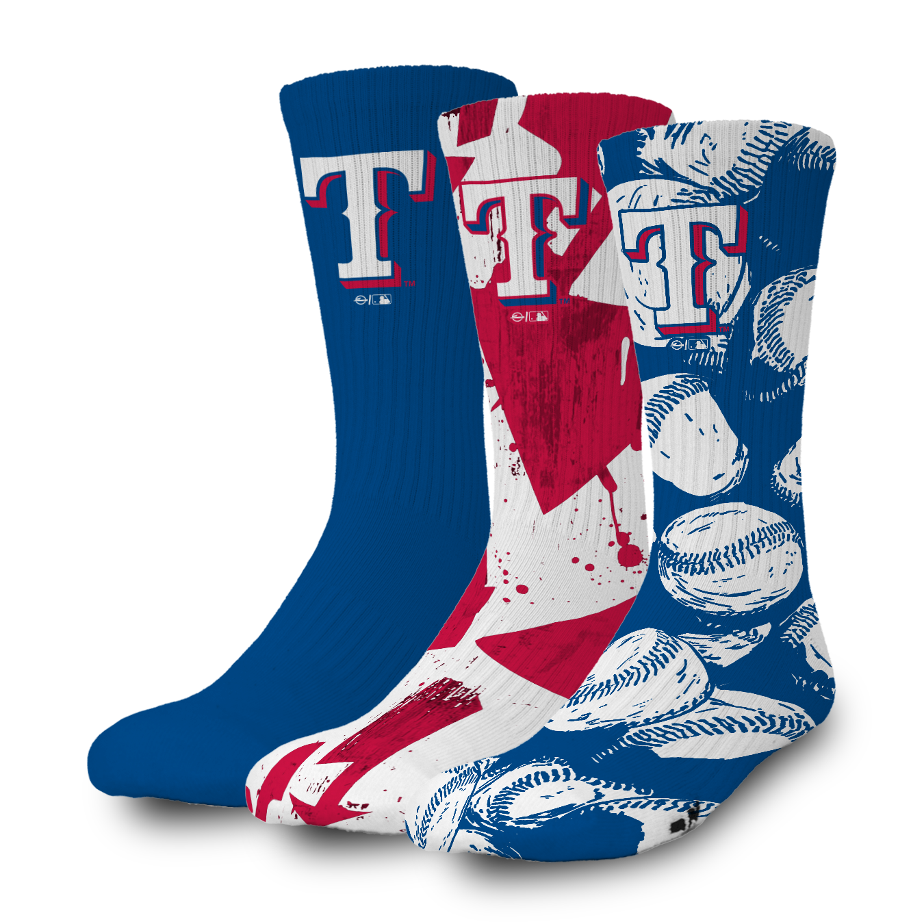Texas Rangers Primary 3 Pack Lifestyle Sock 1