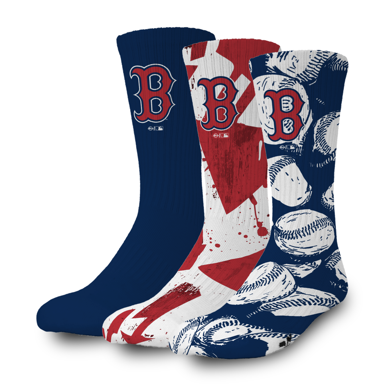 Boston Red Sox Primary 3 Pack Lifestyle Sock 1