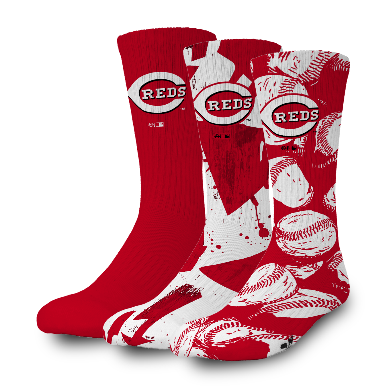 Cincinnati Reds Primary 3 Pack Lifestyle Sock 1