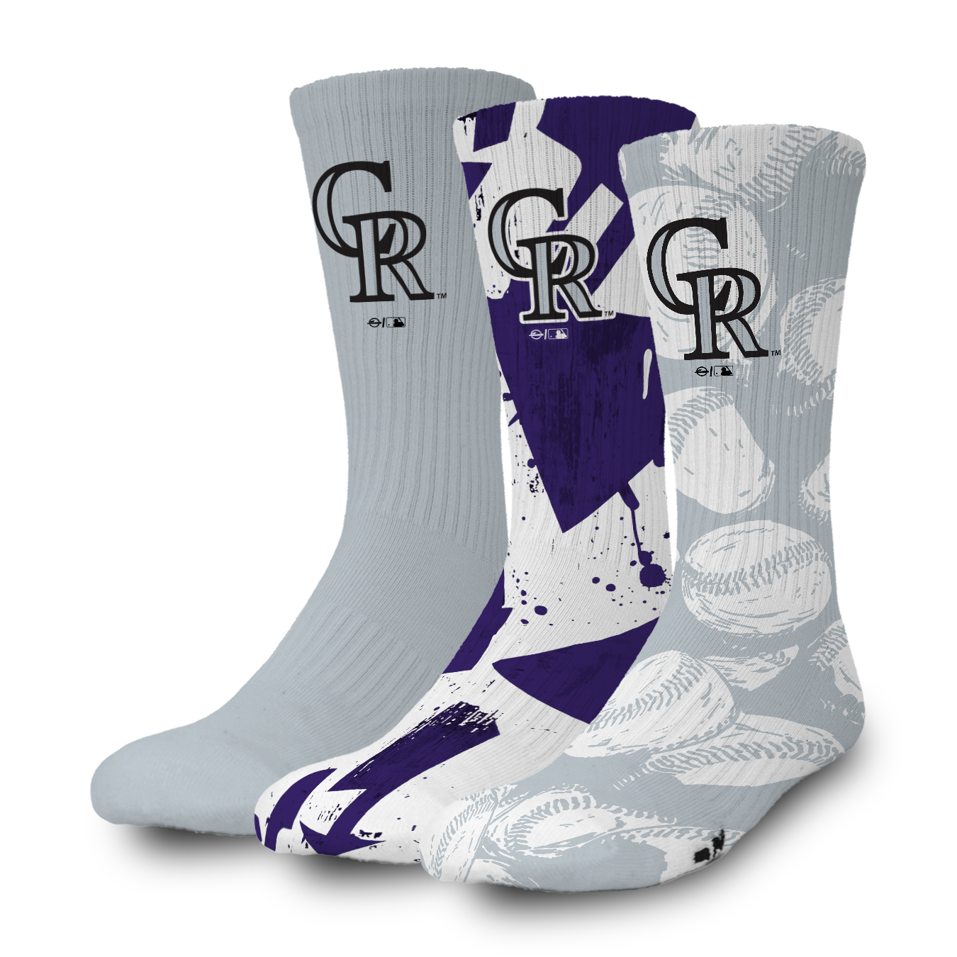 Colorado Rockies Primary 3 Pack Lifestyle Sock 1