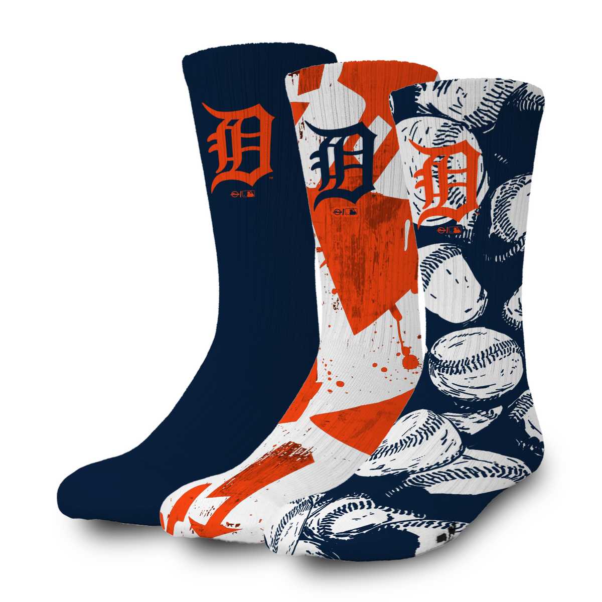 Detroit Tigers Primary 3 Pack Lifestyle Sock 1