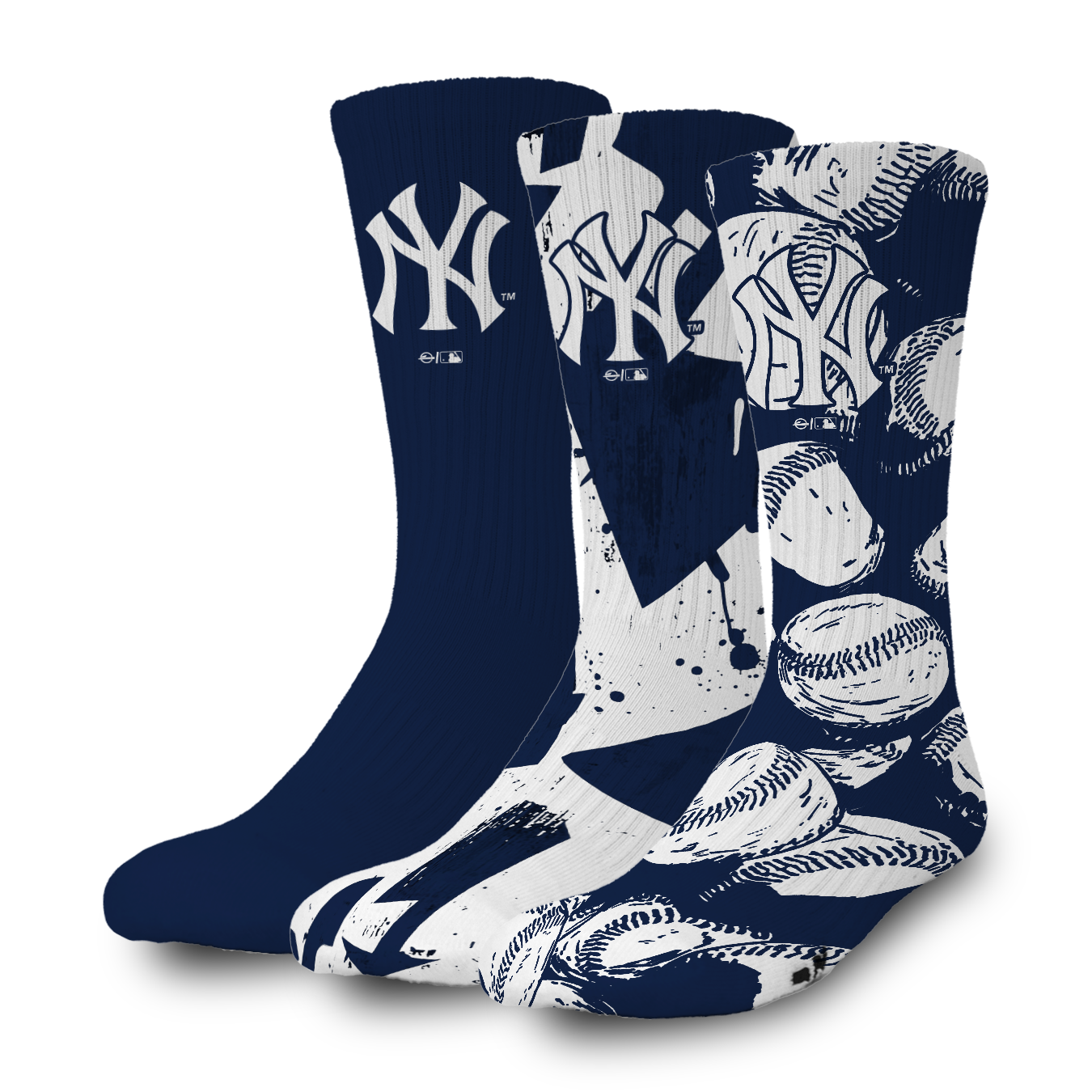 New York Yankees Primary 3 Pack Lifestyle Sock 1
