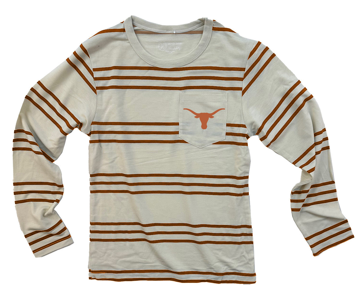 Texas Longhorns Youth Boys Stripe LS Tee 1