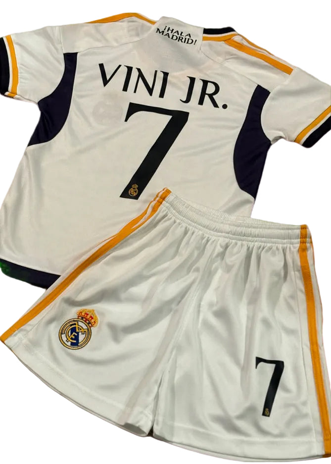 Vini Jr Kids Jersey White/Gold Real Madrid Youth and Toddler Sizes 5