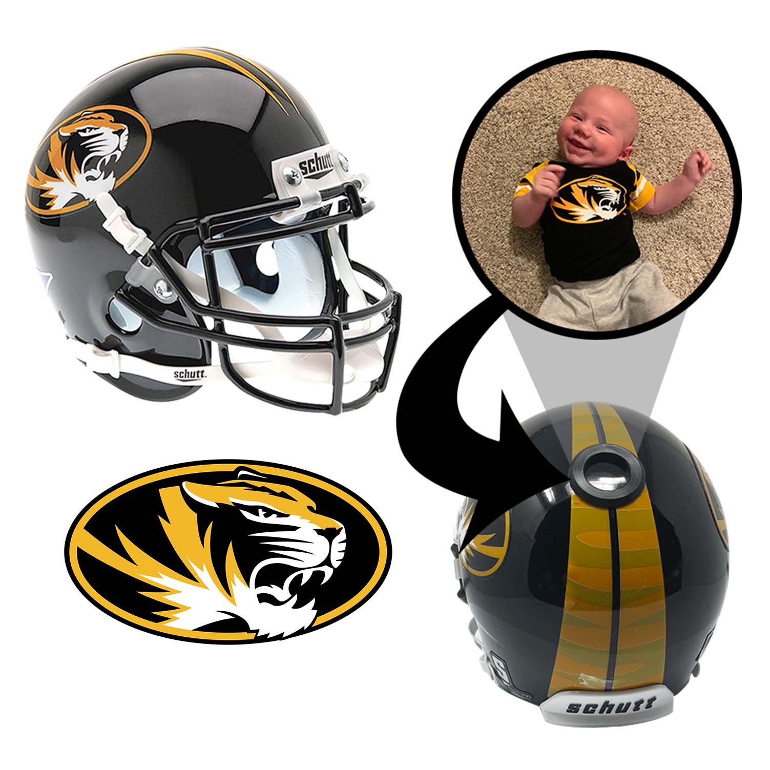 Missouri Tigers College Football Collectible Mini Helmet - Picture Inside - FANZ Collectibles 1