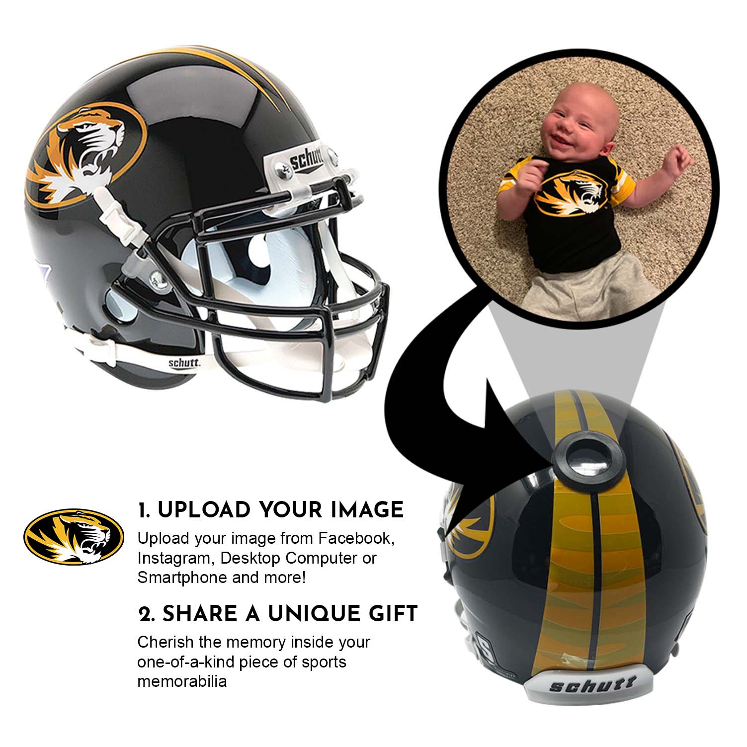 Missouri Tigers College Football Collectible Mini Helmet - Picture Inside - FANZ Collectibles 2