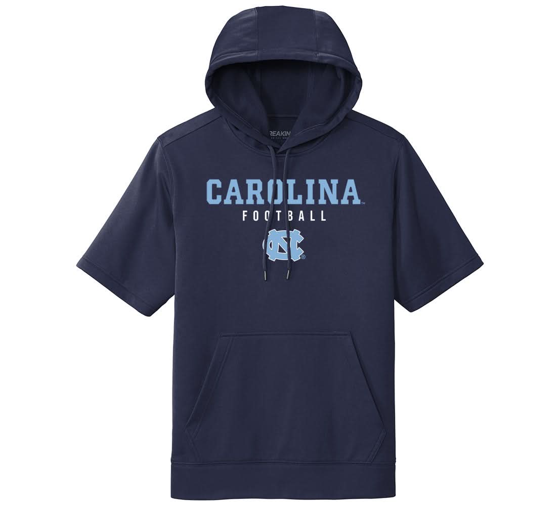 UNC Football: Text Stack Short Sleeve Hoodie 1