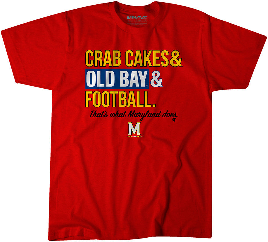 Maryland Terrapins: Crab Cakes & Old Bay & Football Text Stack 1