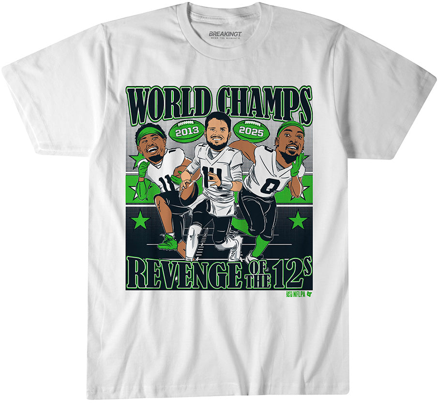 Sam Darnold, Jaxon Smith-Njigba, & DeMarcus Lawrence: World Champions Caricatures 1
