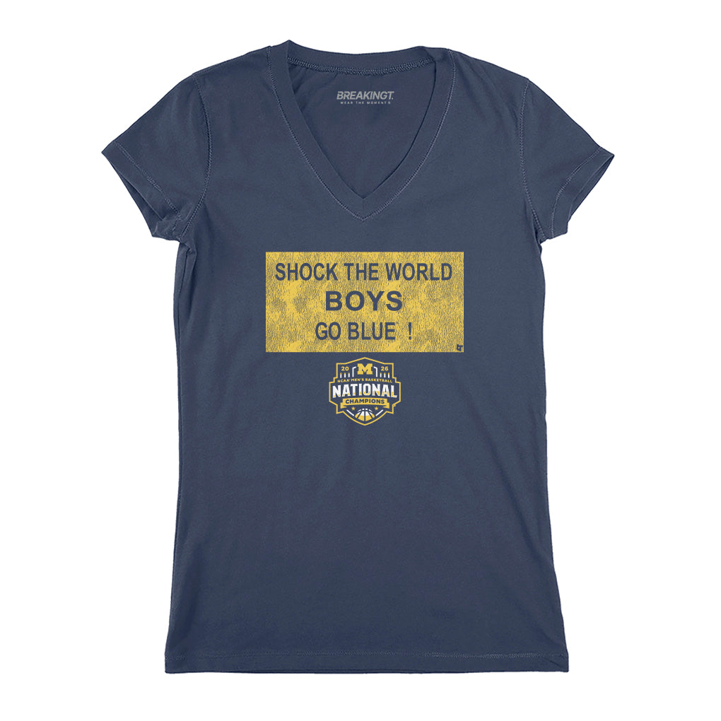 Michigan Wolverines MBB: 2026 National Champions Shock the World Sign 3
