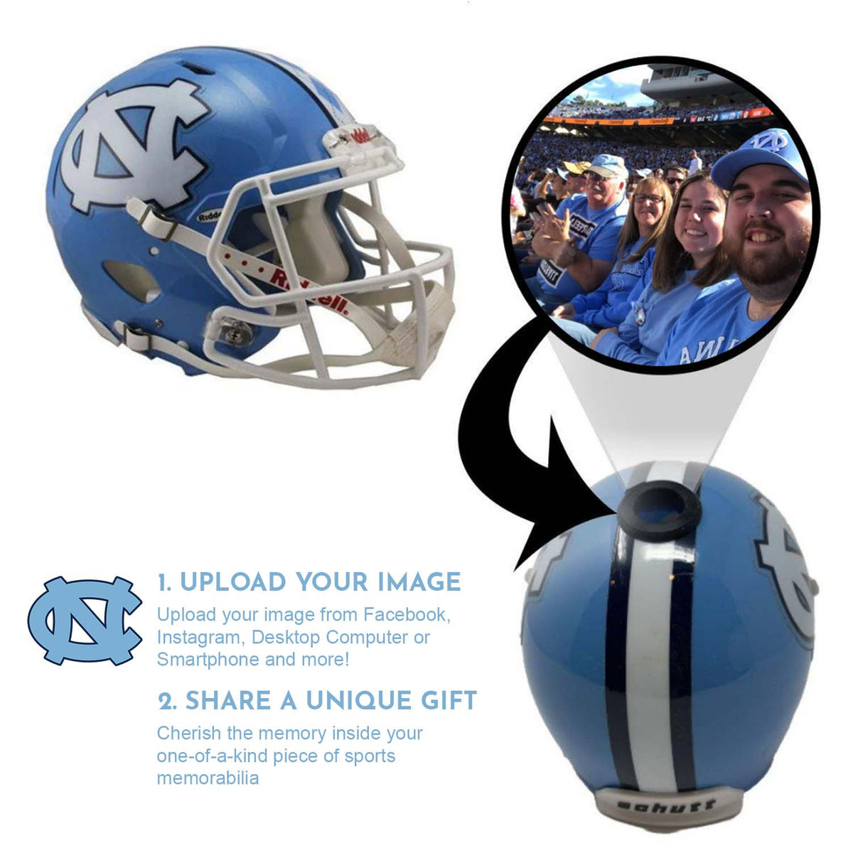 North Carolina Tar Heels College Football Collectible Mini Helmet - Picture Inside - FANZ Collectibles 2