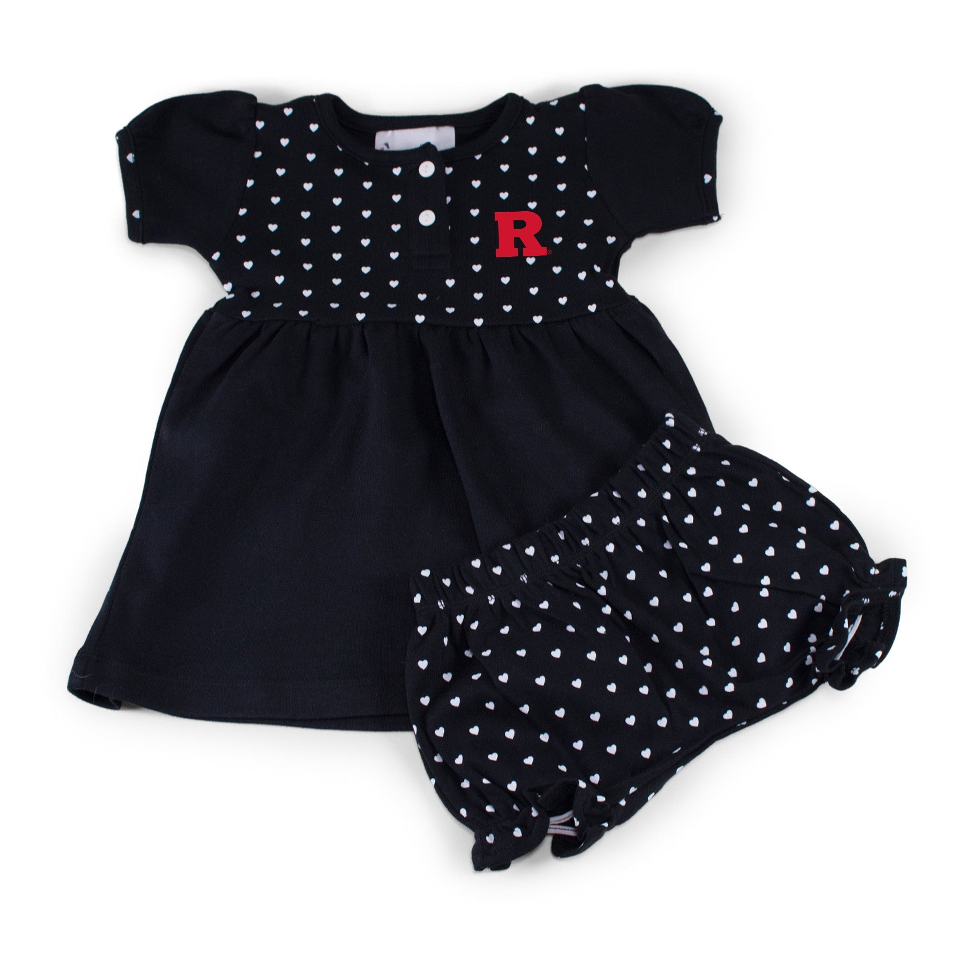 Rutgers Girl's Heart Dress with Bloomers | Two Feet Ahead