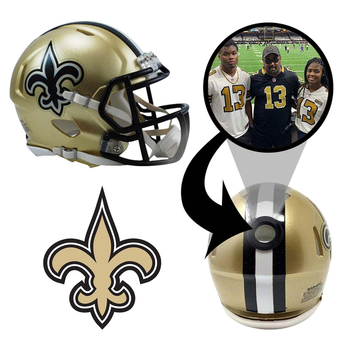 New Orleans Saints NFL Mini Helmet - Picture Inside 1