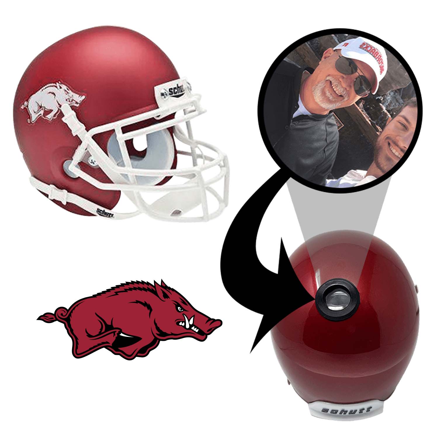 Arkansas Razorbacks College Football Collectible Mini Helmet - Picture Inside - FANZ Collectibles 1