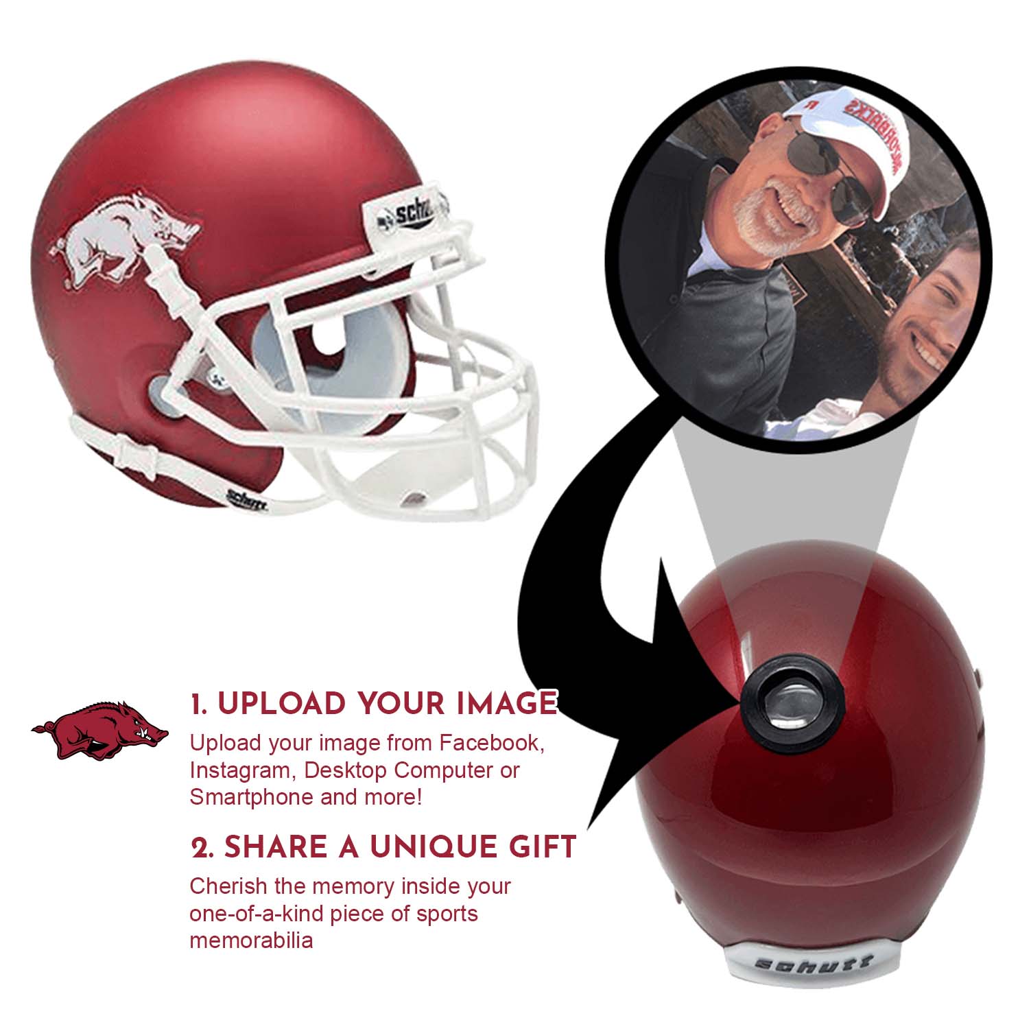 Arkansas Razorbacks College Football Collectible Mini Helmet - Picture Inside - FANZ Collectibles 2