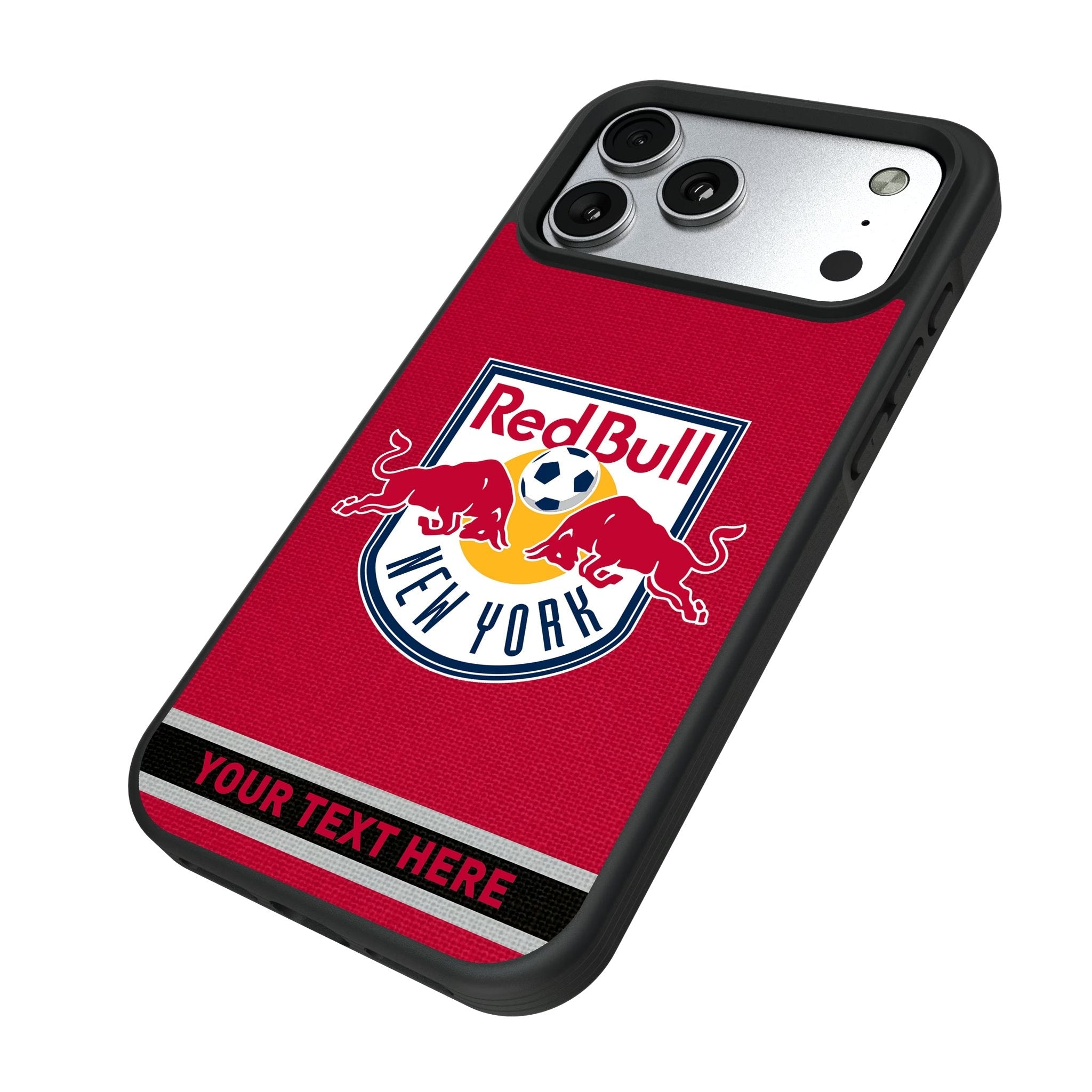 New York Red Bulls Personalized Stripe Bump Phone Case for Apple iPhone 17 Series 5