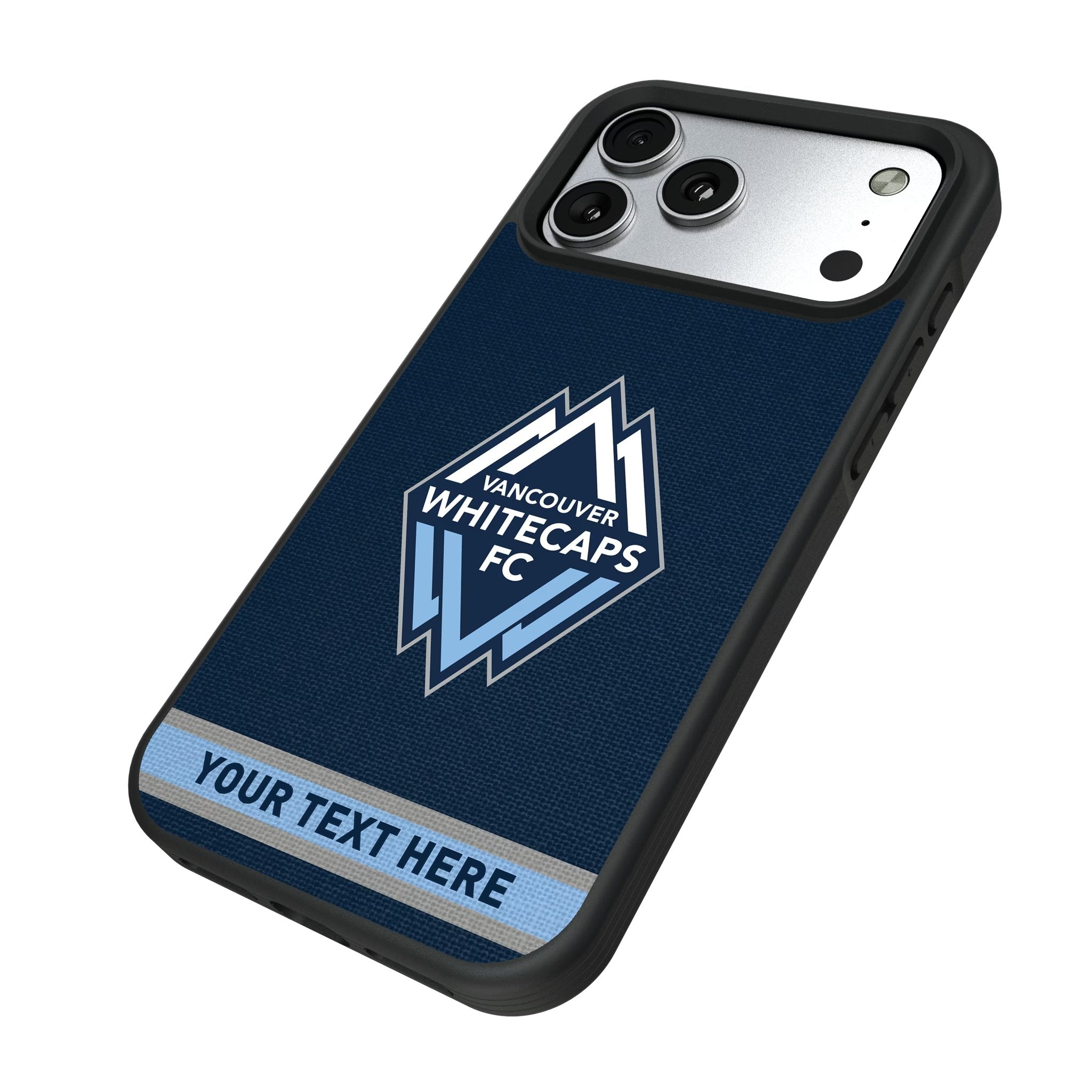 Vancouver Whitecaps Personalized Stripe Bump Phone Case for Apple iPhone 17 Series 5