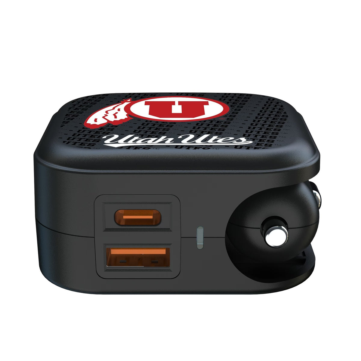 University of Utah Utes Text Backdrop 2 in 1 USB A/C Charger 2