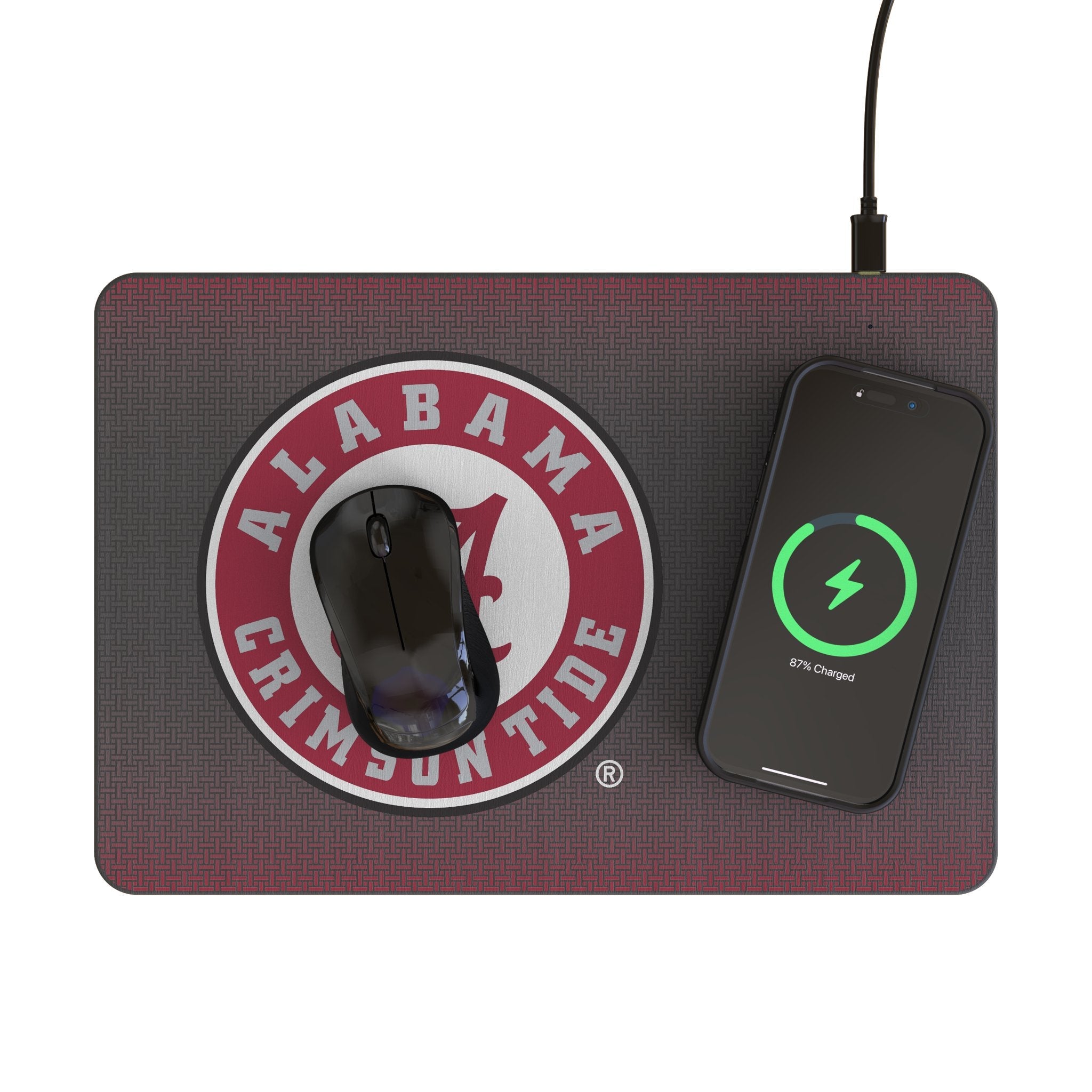 University of Alabama Crimson Tide Linen 15-Watt Wireless Charger and Mouse Pad 2