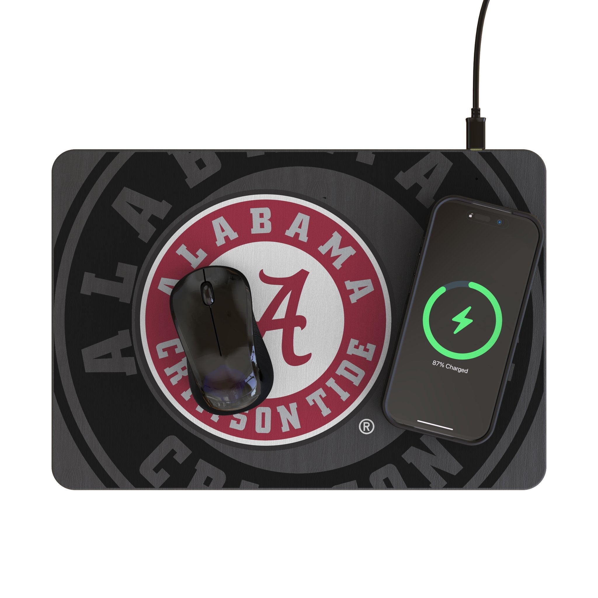 University of Alabama Crimson Tide Monocolor Tilt 15-Watt Wireless Charger and Mouse Pad