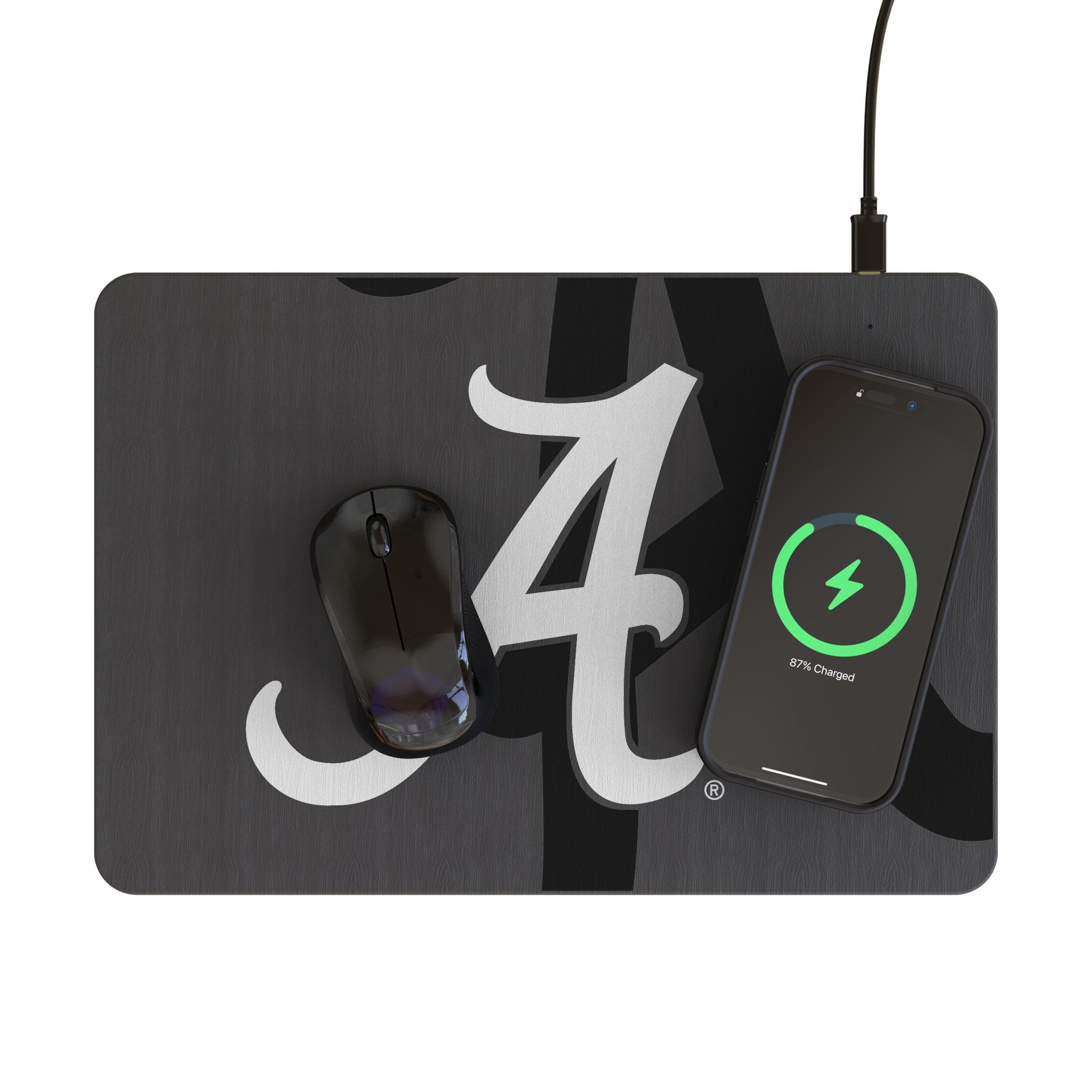 University of Alabama Crimson Tide Script A Monocolor Tilt 15-Watt Wireless Charger and Mouse Pad