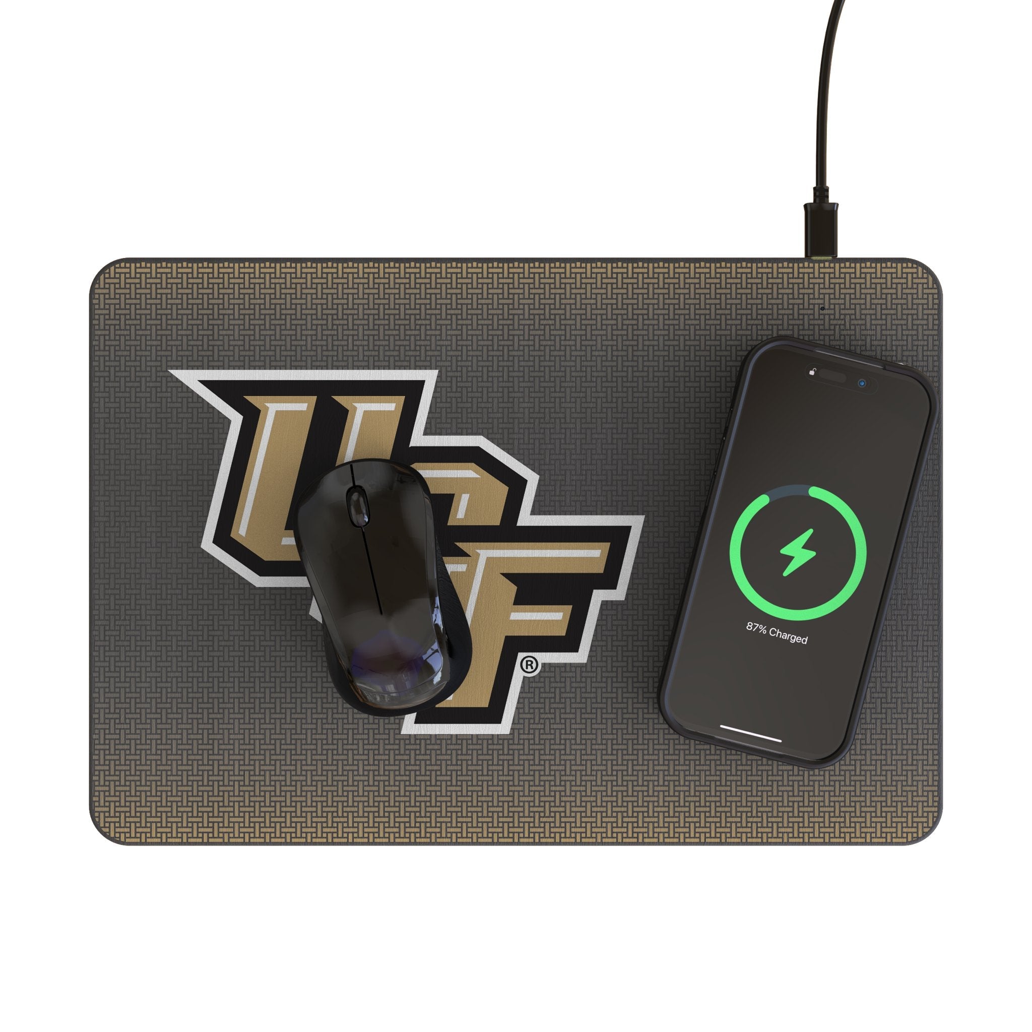 University of Central Florida Golden Knights Linen 15-Watt Wireless Charger and Mouse Pad