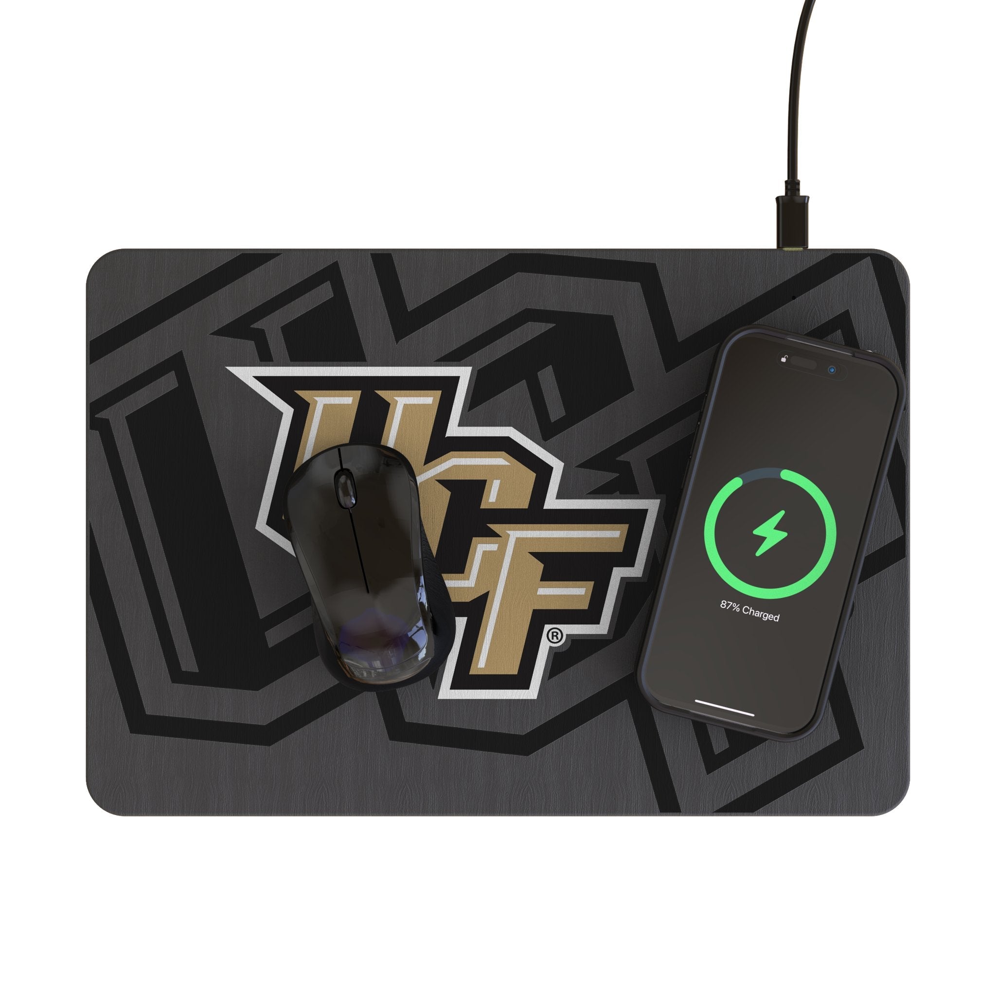 University of Central Florida Golden Knights Monocolor Tilt 15-Watt Wireless Charger and Mouse Pad