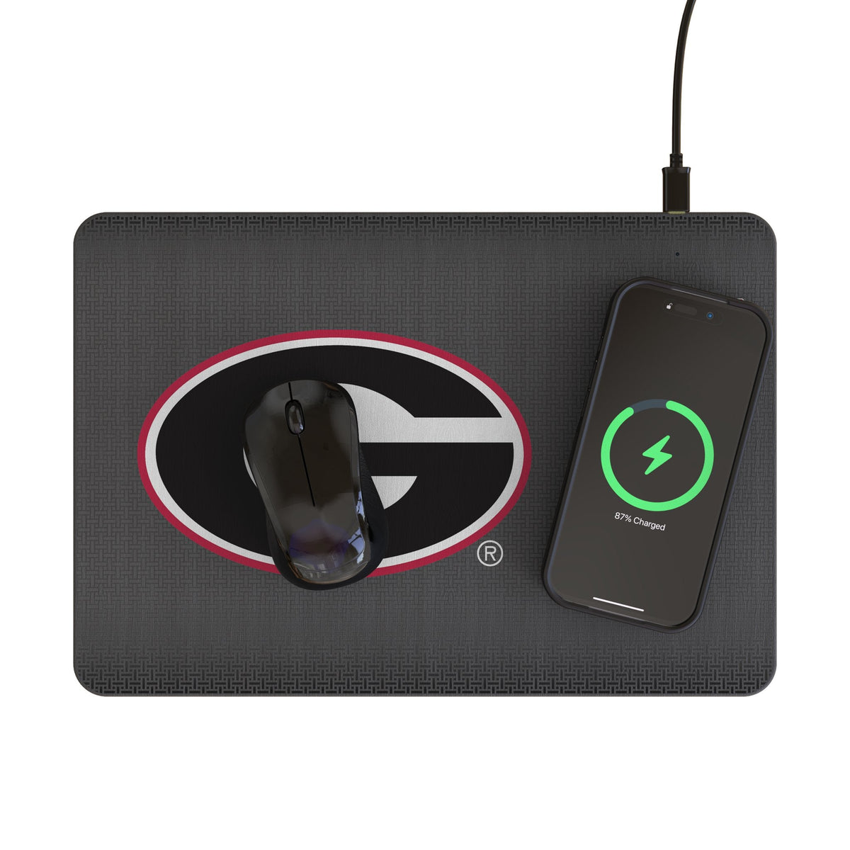 University of Georgia Bulldogs Linen 15-Watt Wireless Charger and Mouse Pad