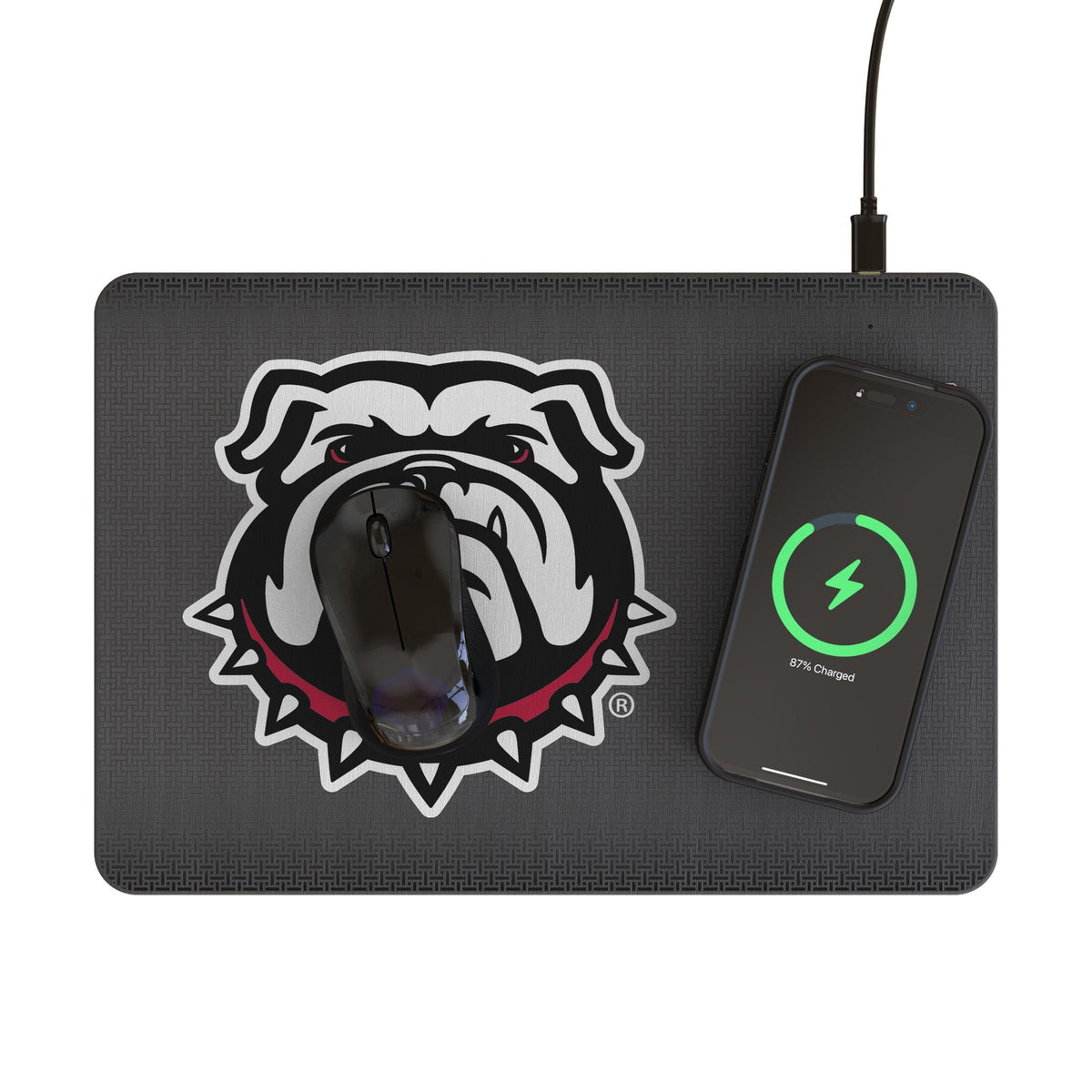 University of Georgia Bulldogs Uga Linen 15-Watt Wireless Charger and Mouse Pad 2