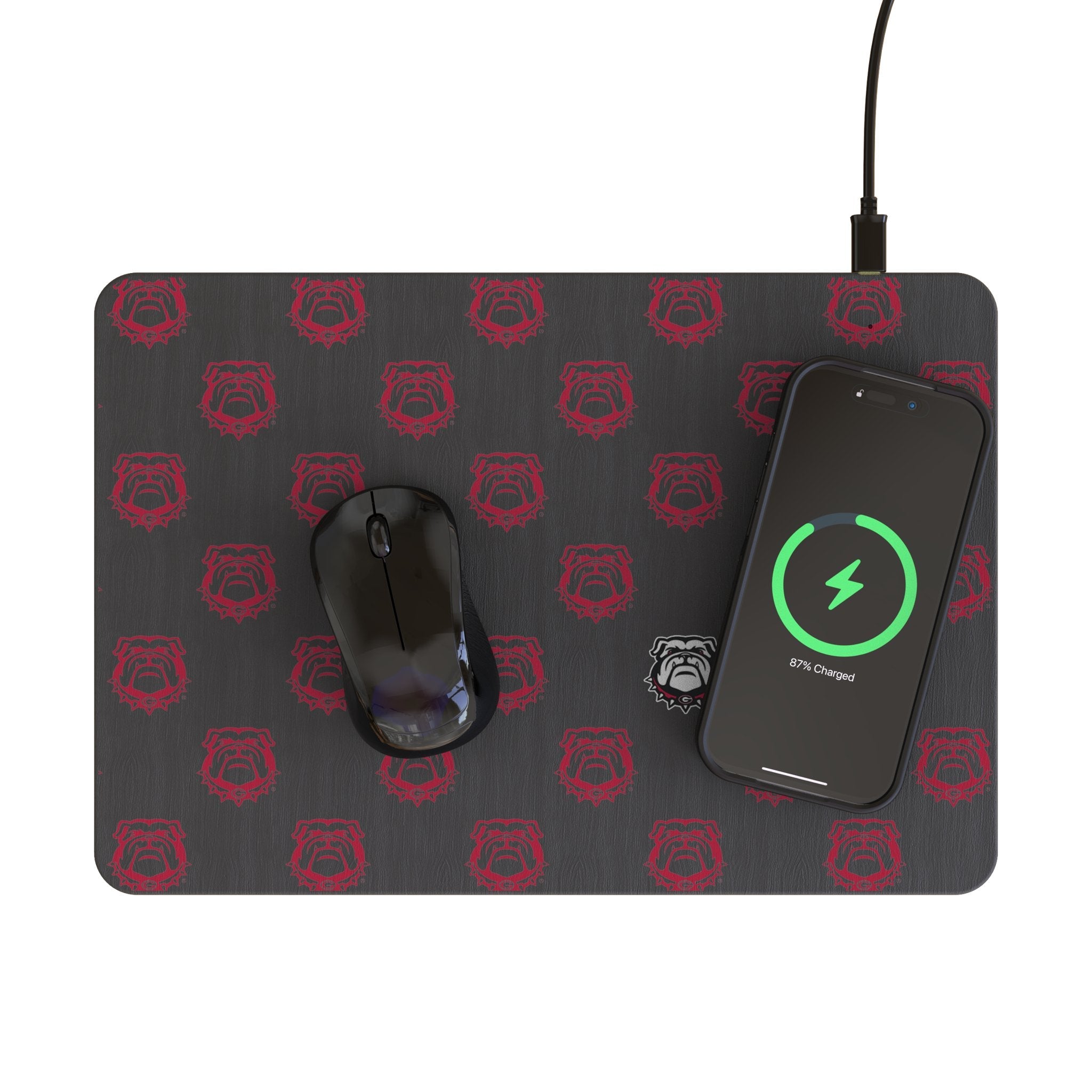 University of Georgia Bulldogs Uga Fashion Pattern 15-Watt Wireless Charger and Mouse Pad 2