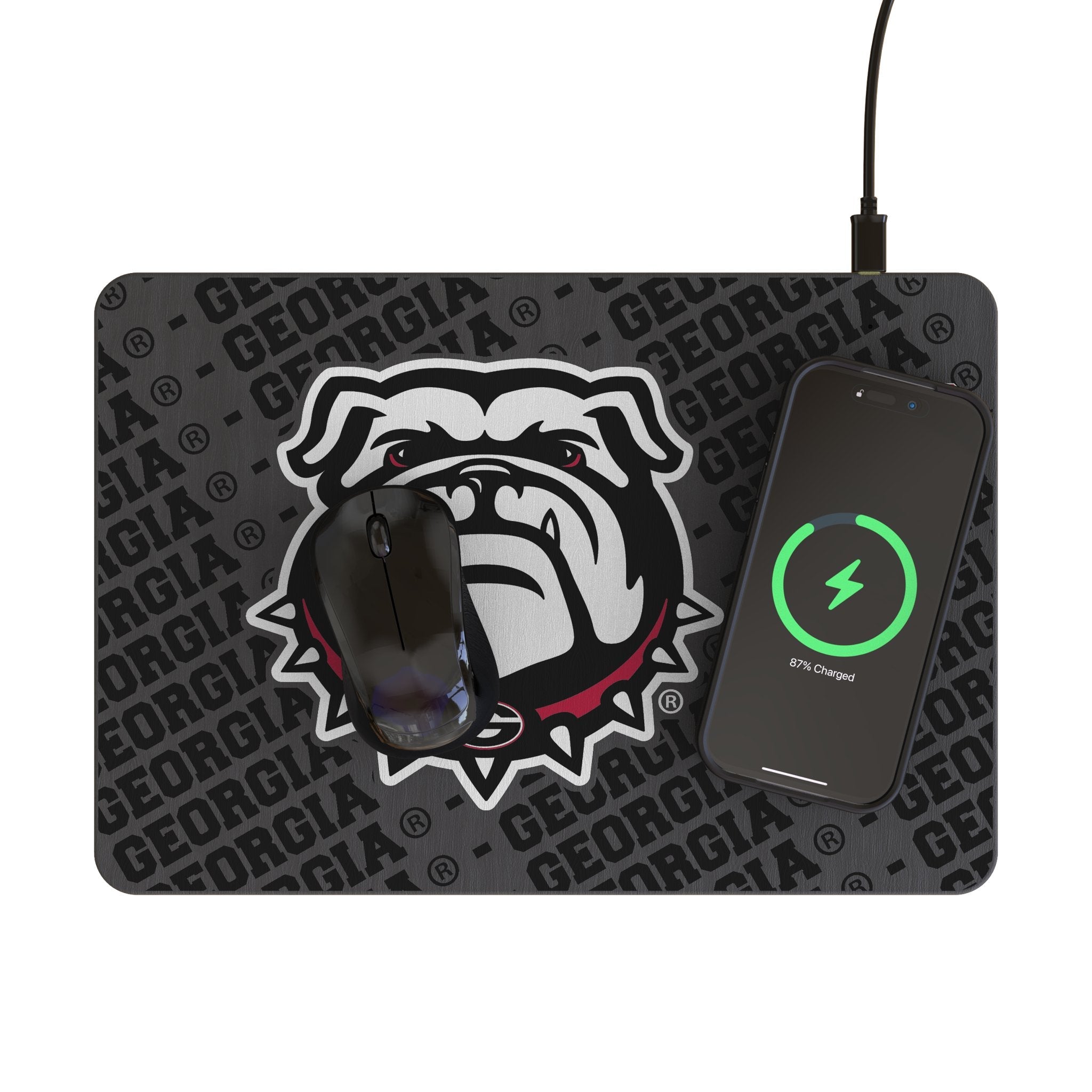 University of Georgia Bulldogs Uga Monocolor Tilt 15-Watt Wireless Charger and Mouse Pad 2