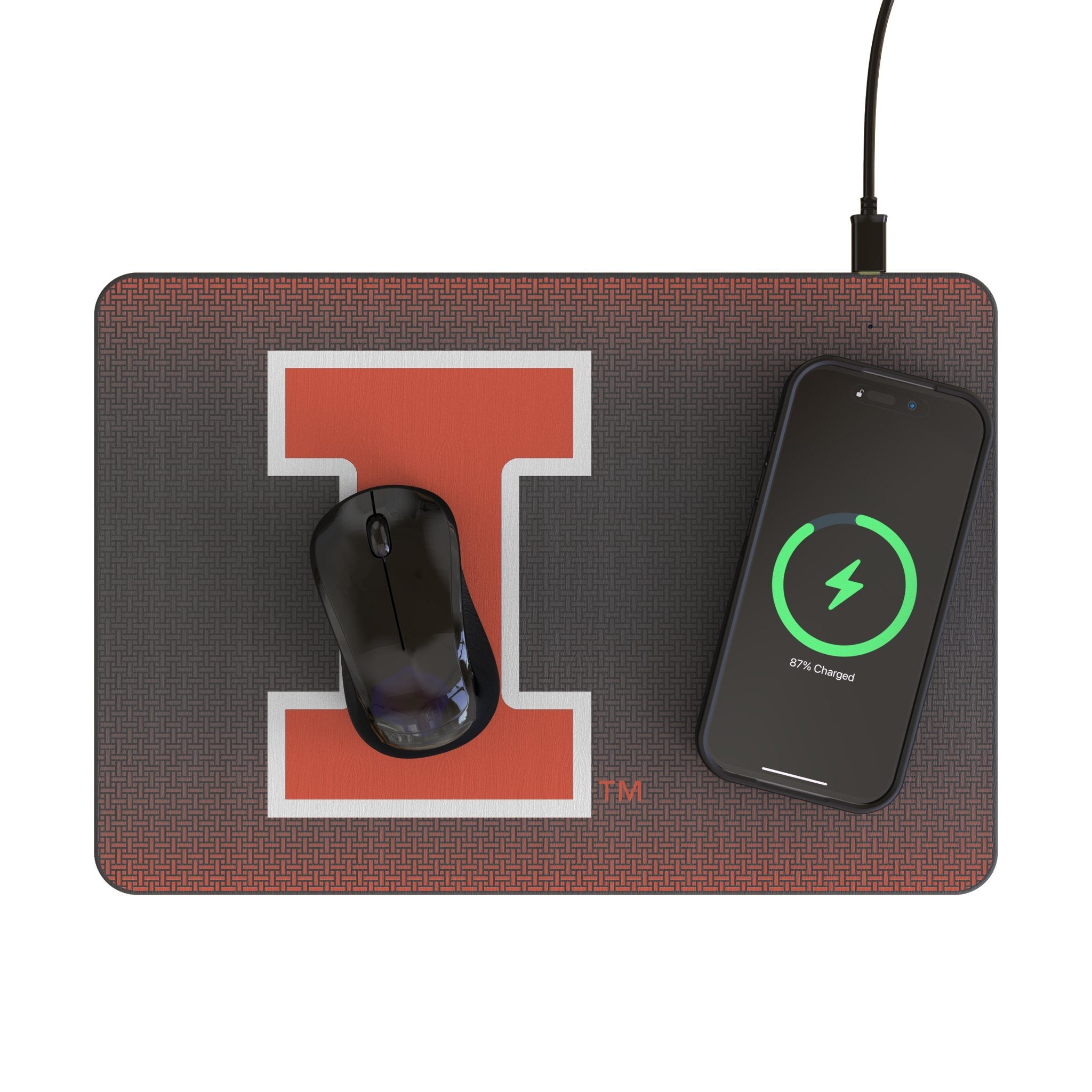 University of Illinois Fighting Illini Linen 15-Watt Wireless Charger and Mouse Pad 2