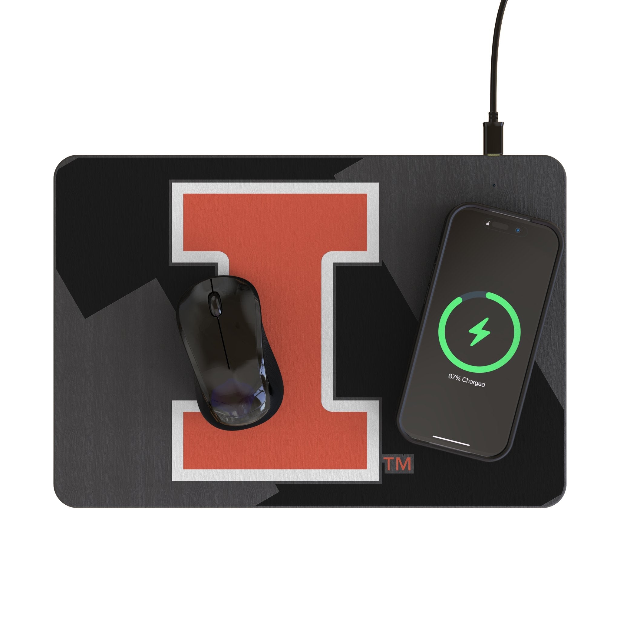 University of Illinois Fighting Illini Monocolor Tilt 15-Watt Wireless Charger and Mouse Pad