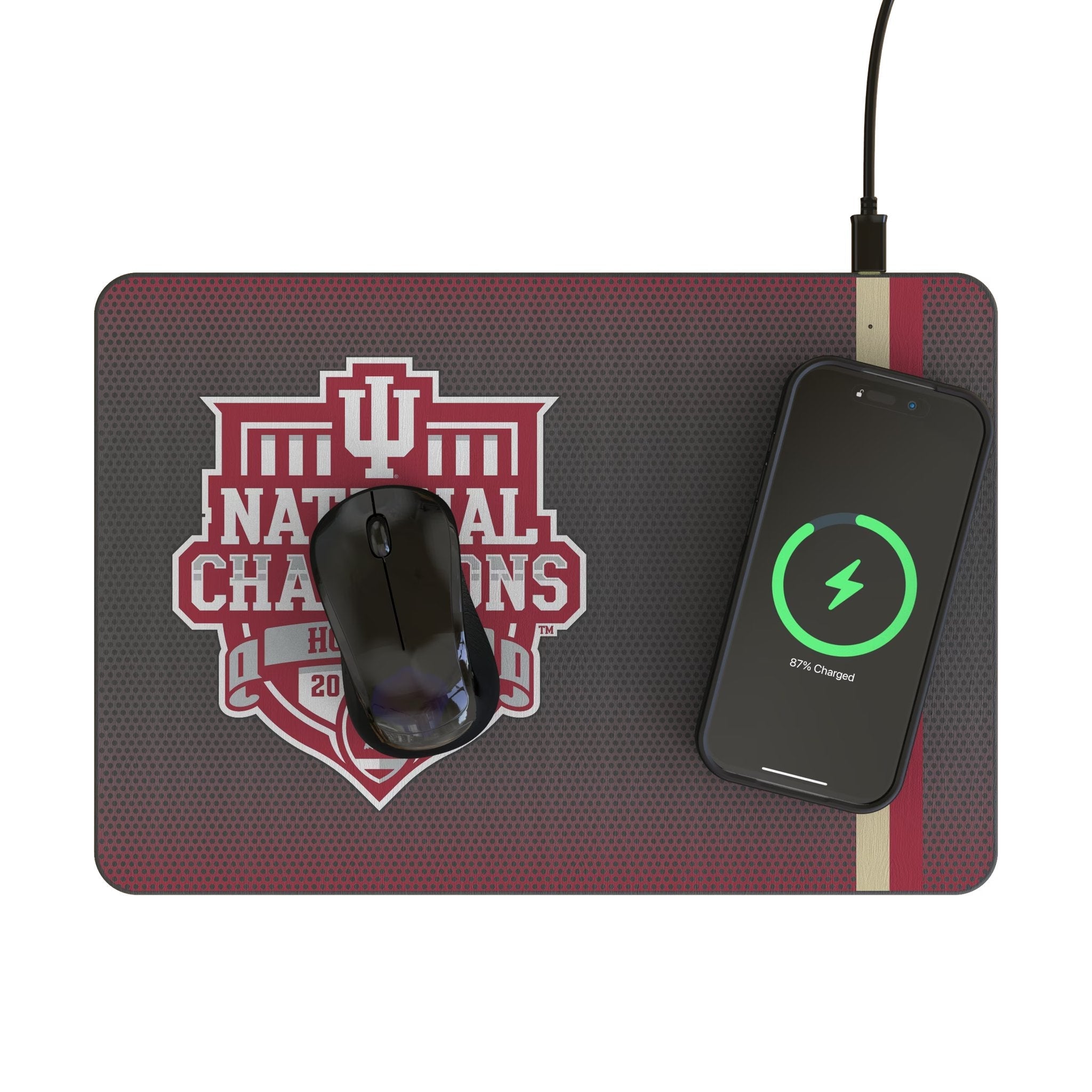 Indiana University Hoosiers 2025 College Football Playoff National Champion 15-Watt Wireless Charger and Mouse Pad 2