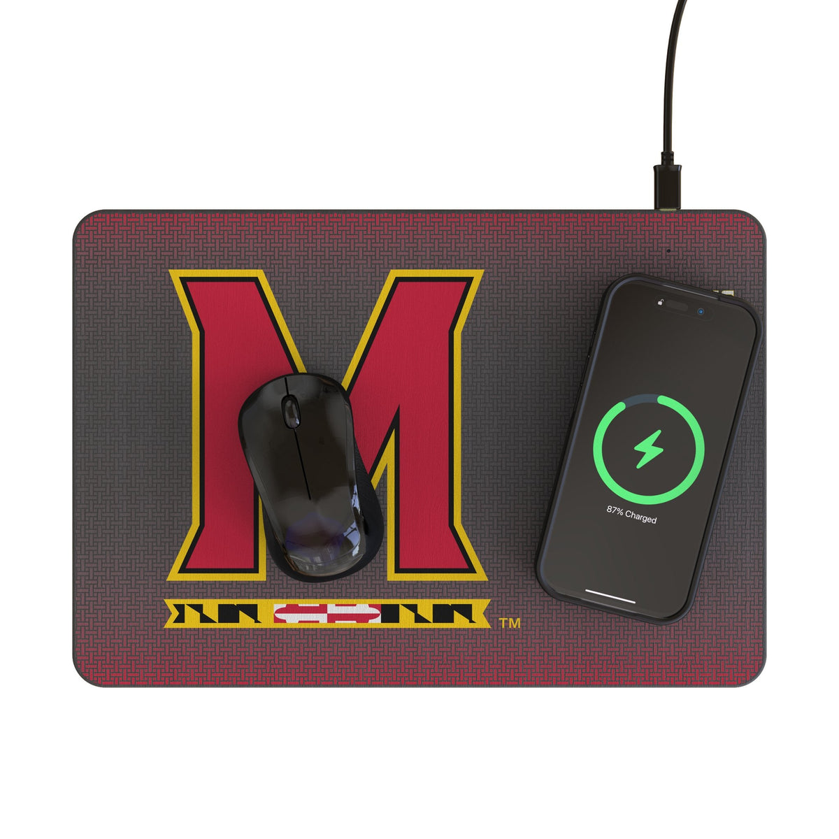 University of Maryland Terrapins Linen 15-Watt Wireless Charger and Mouse Pad