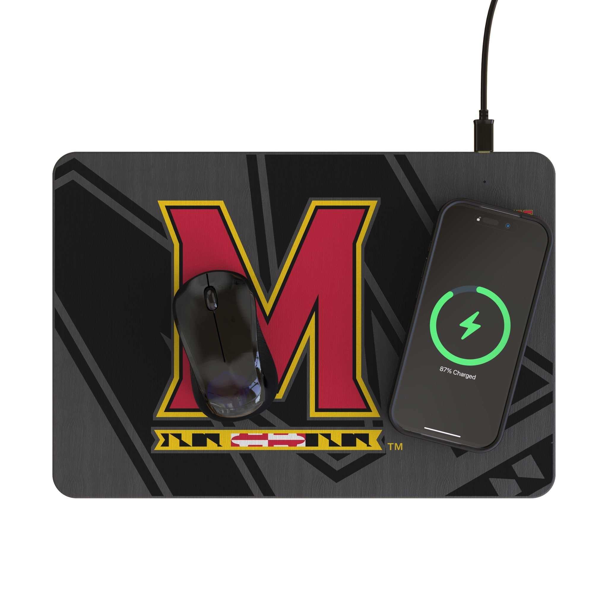 University of Maryland Terrapins Monocolor Tilt 15-Watt Wireless Charger and Mouse Pad