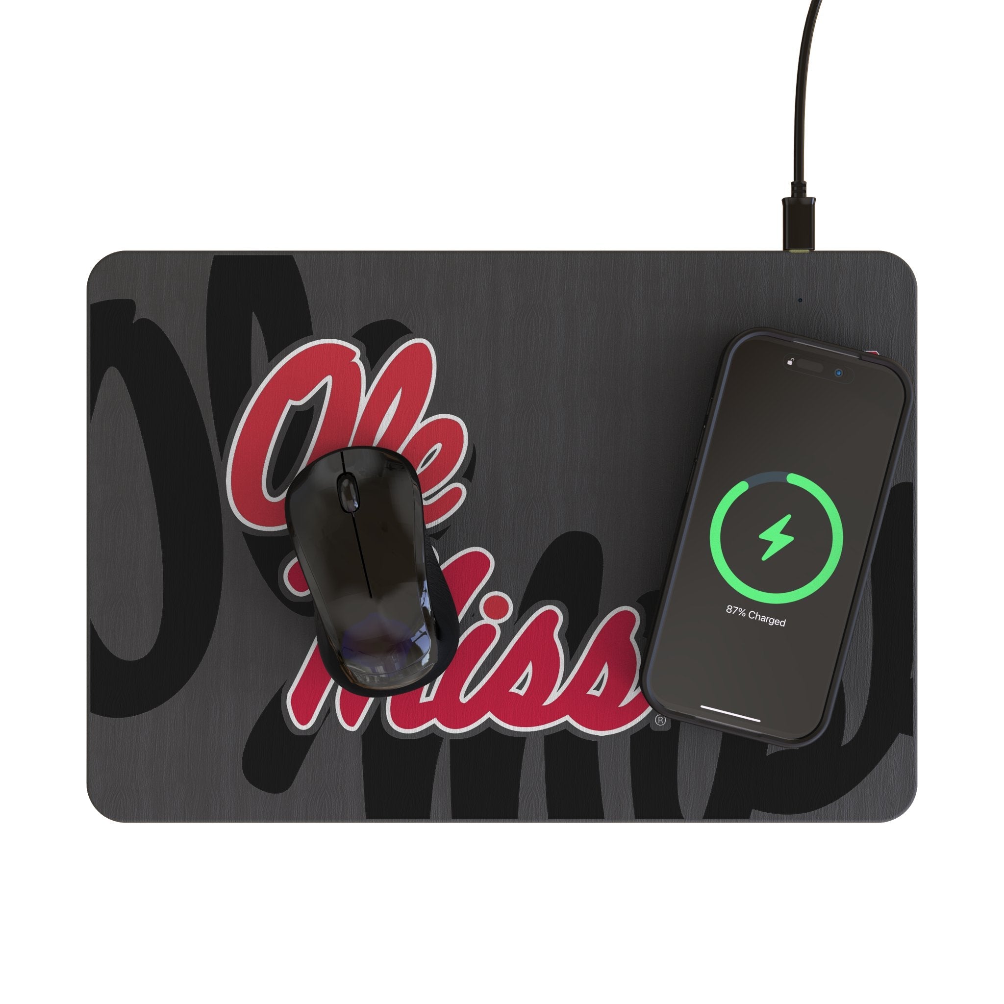 University of Mississippi Rebels Monocolor Tilt 15-Watt Wireless Charger and Mouse Pad 2
