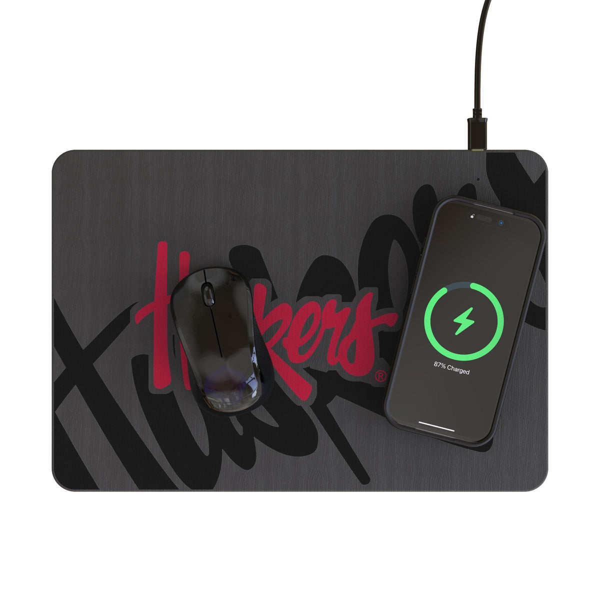 University of Nebraska Huskers Monocolor Tilt 15-Watt Wireless Charger and Mouse Pad